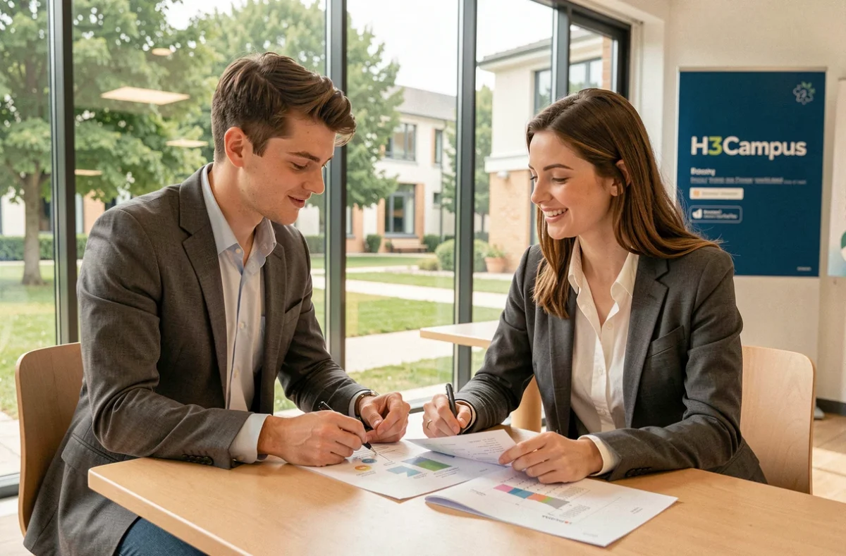 Étudiants en alternance collaborant au H3 Campus à Poissy en Île-de-France