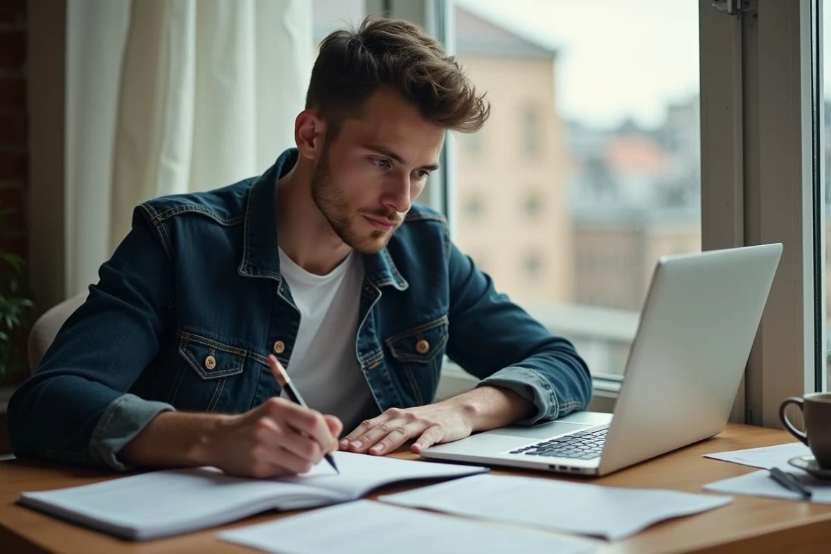Jeune diplômé préparant son CV et remplaçant le terme stage par des synonymes professionnels